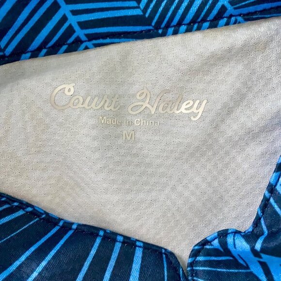 Court Haley Azure Sky Palm Fronds Quarter Zip Pull Over Women's Medium NEW - Picture 7 of 8